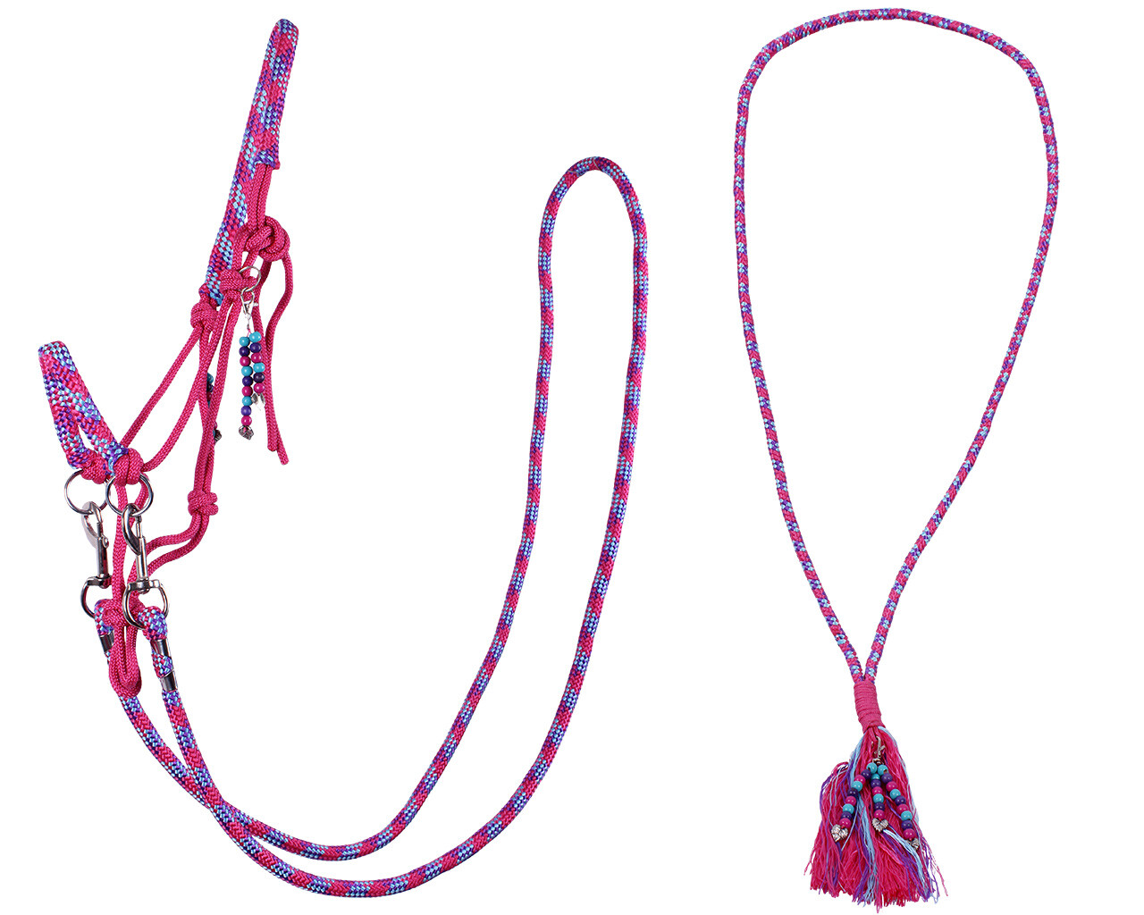 Kombinovaný ohlávek s provazem Liberty Fuchsia