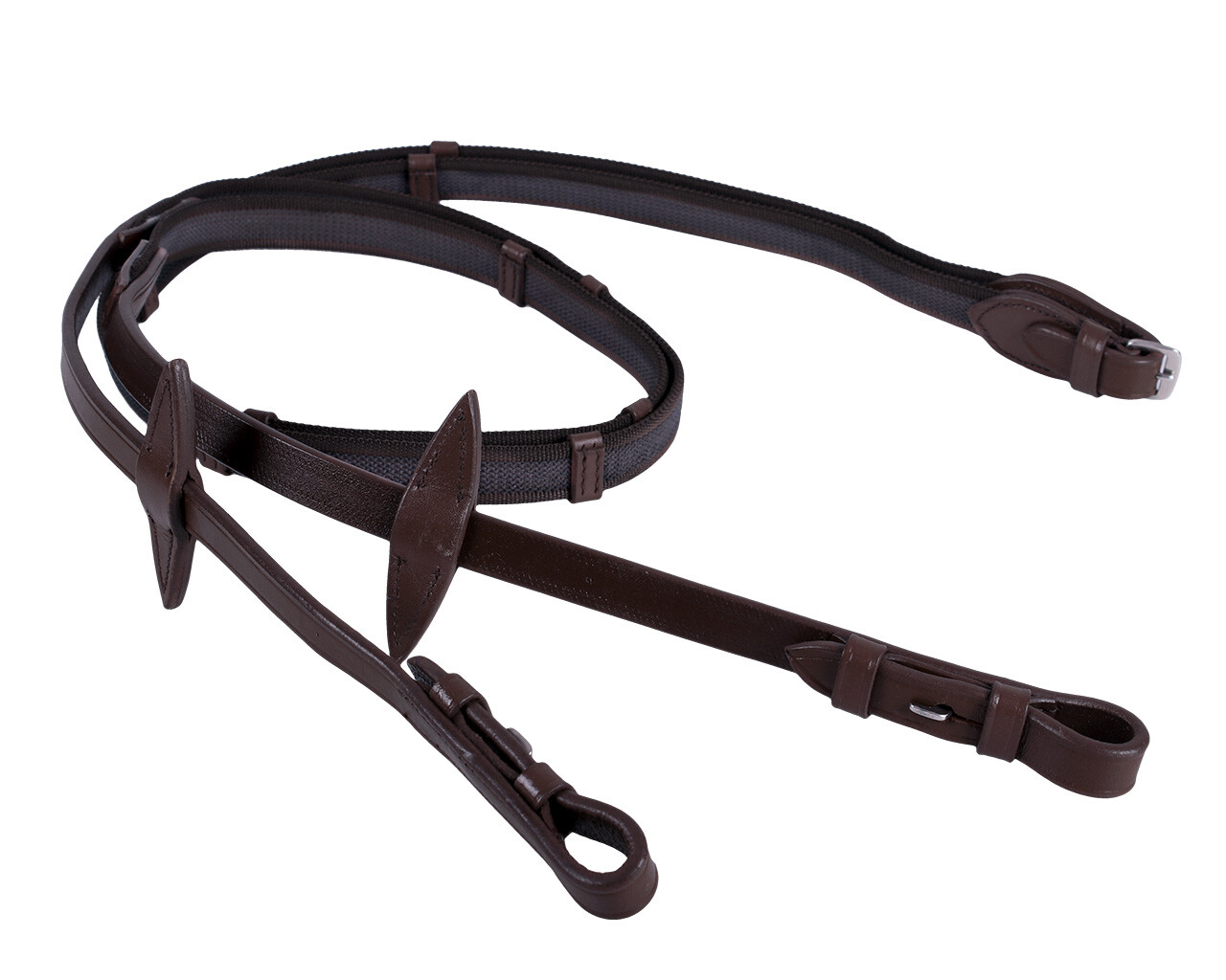 Anti-slip rein with leather stops