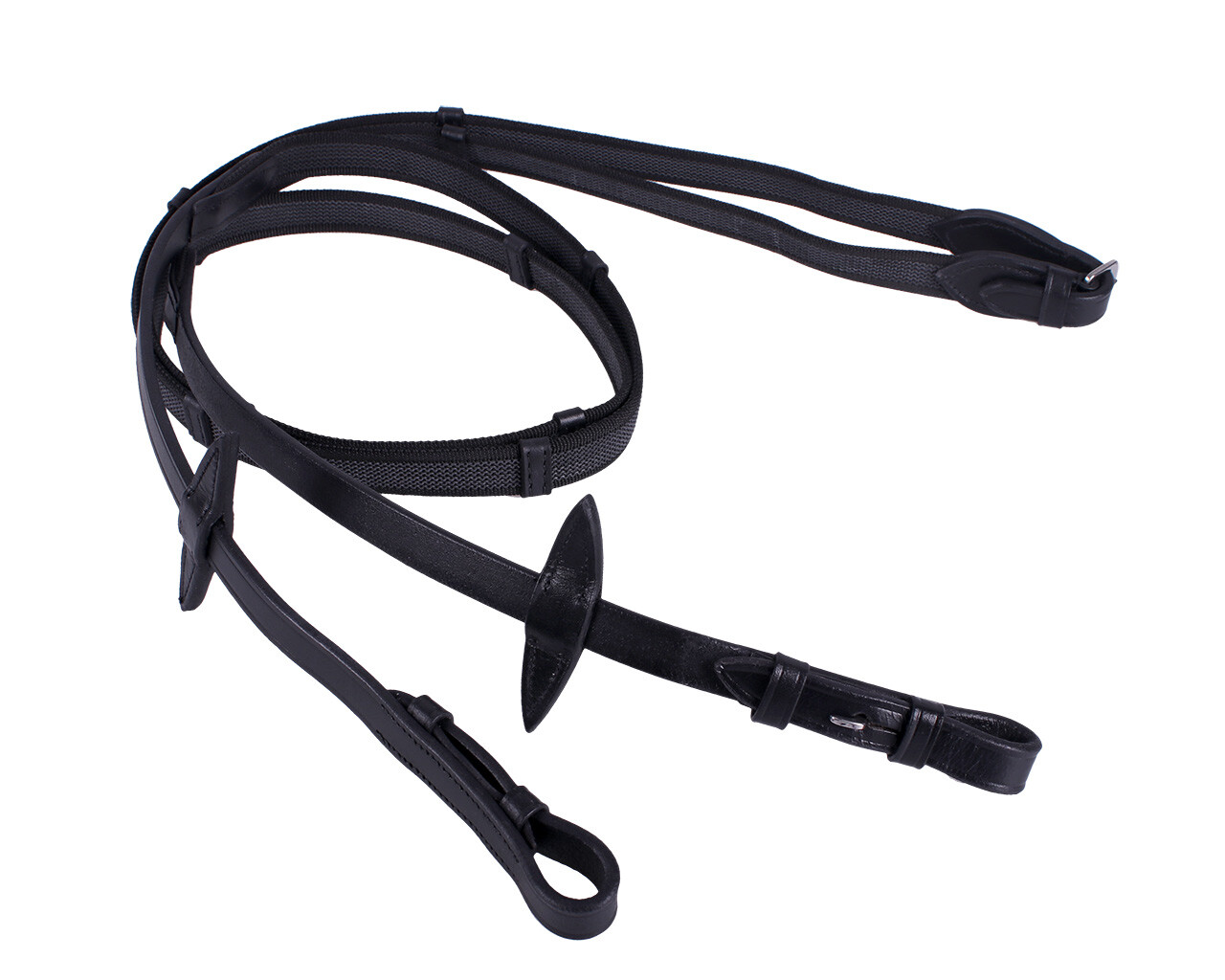 Anti-slip rein with leather stops
