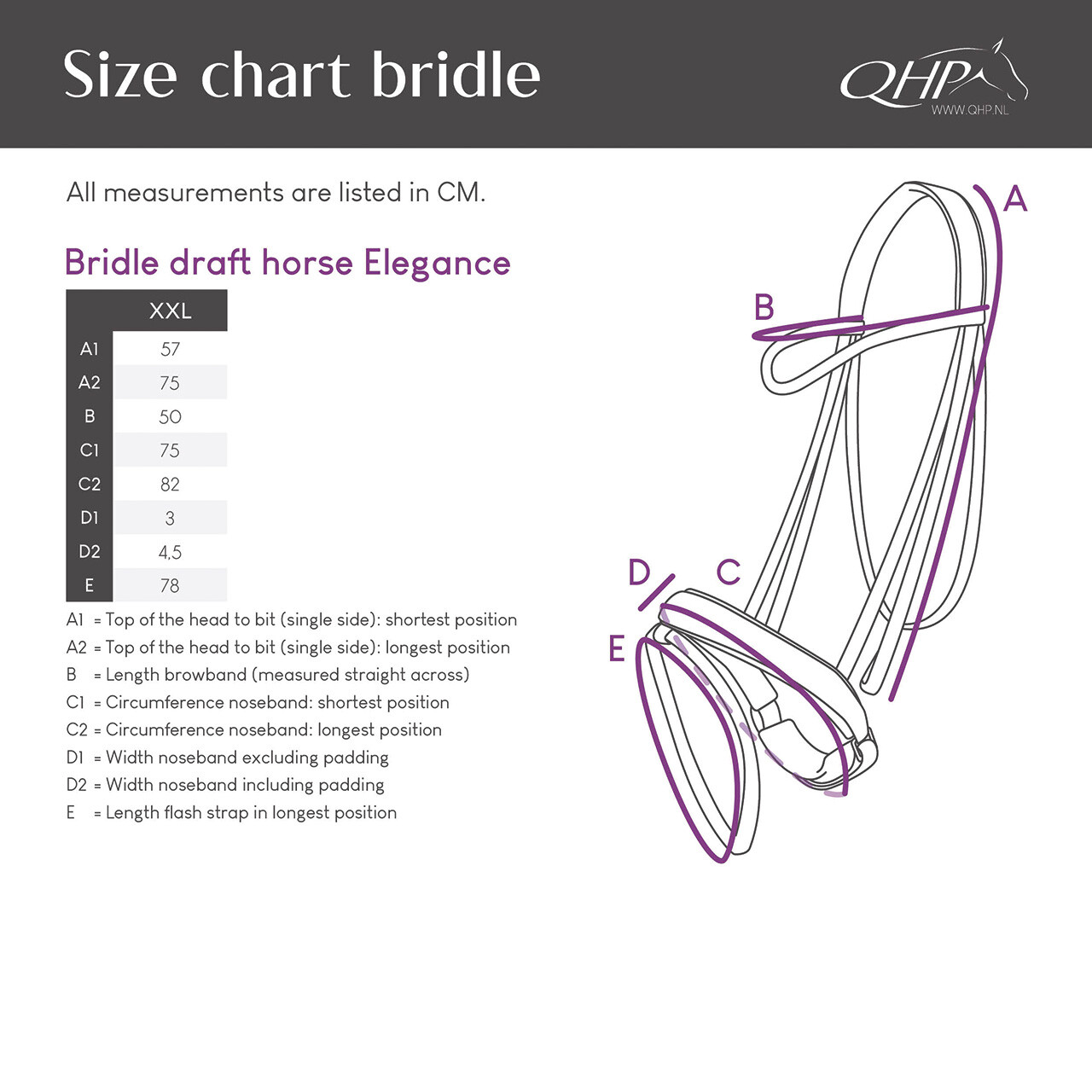 Bridle draft horse Elegance incl. reins