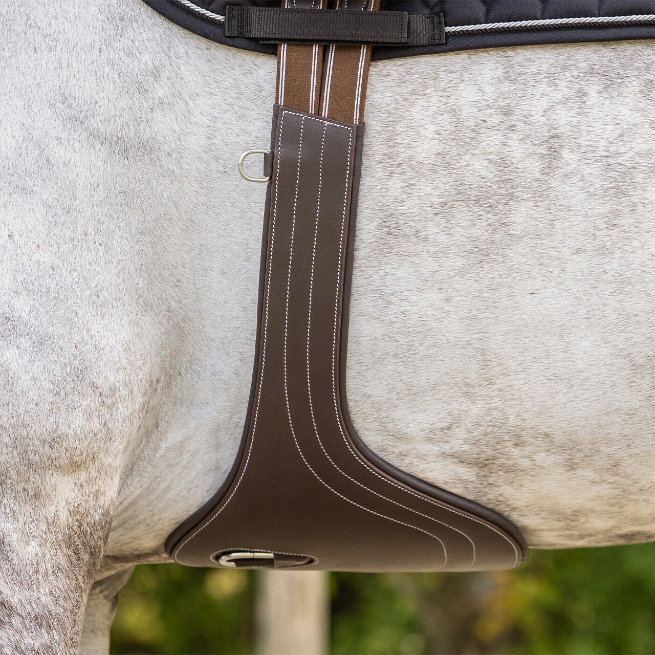 Belly guard girth with luxury stitching