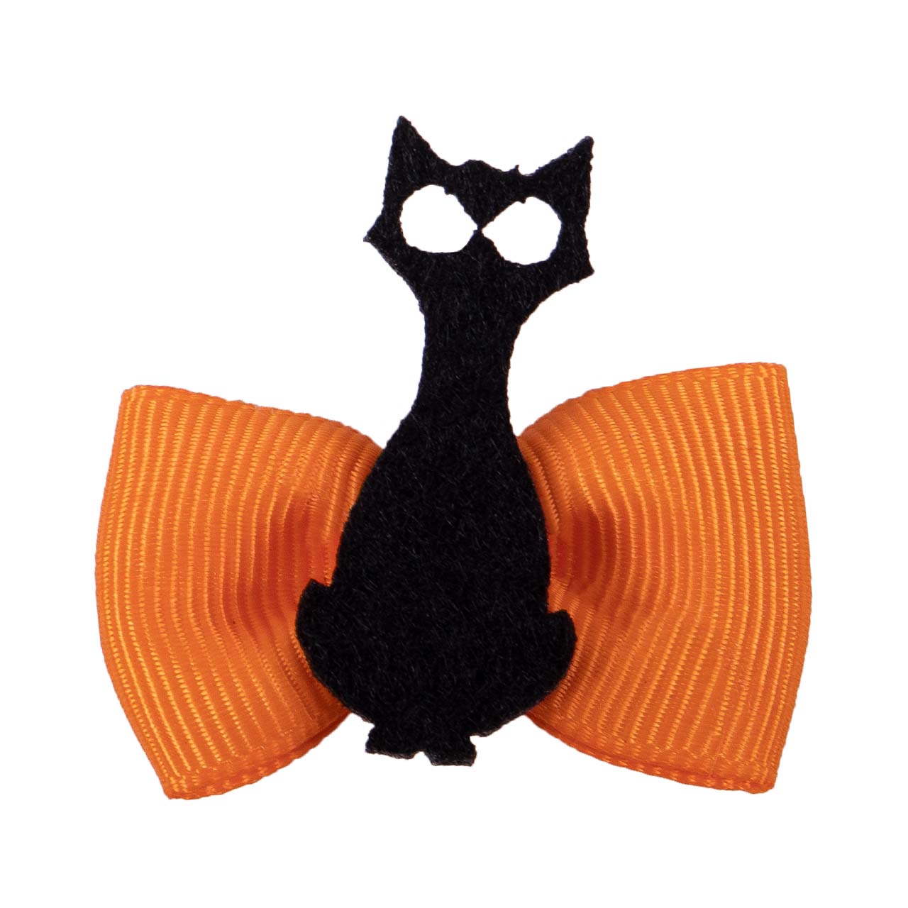 Halloweenská mašle do hřívy, oranžová s kočkou