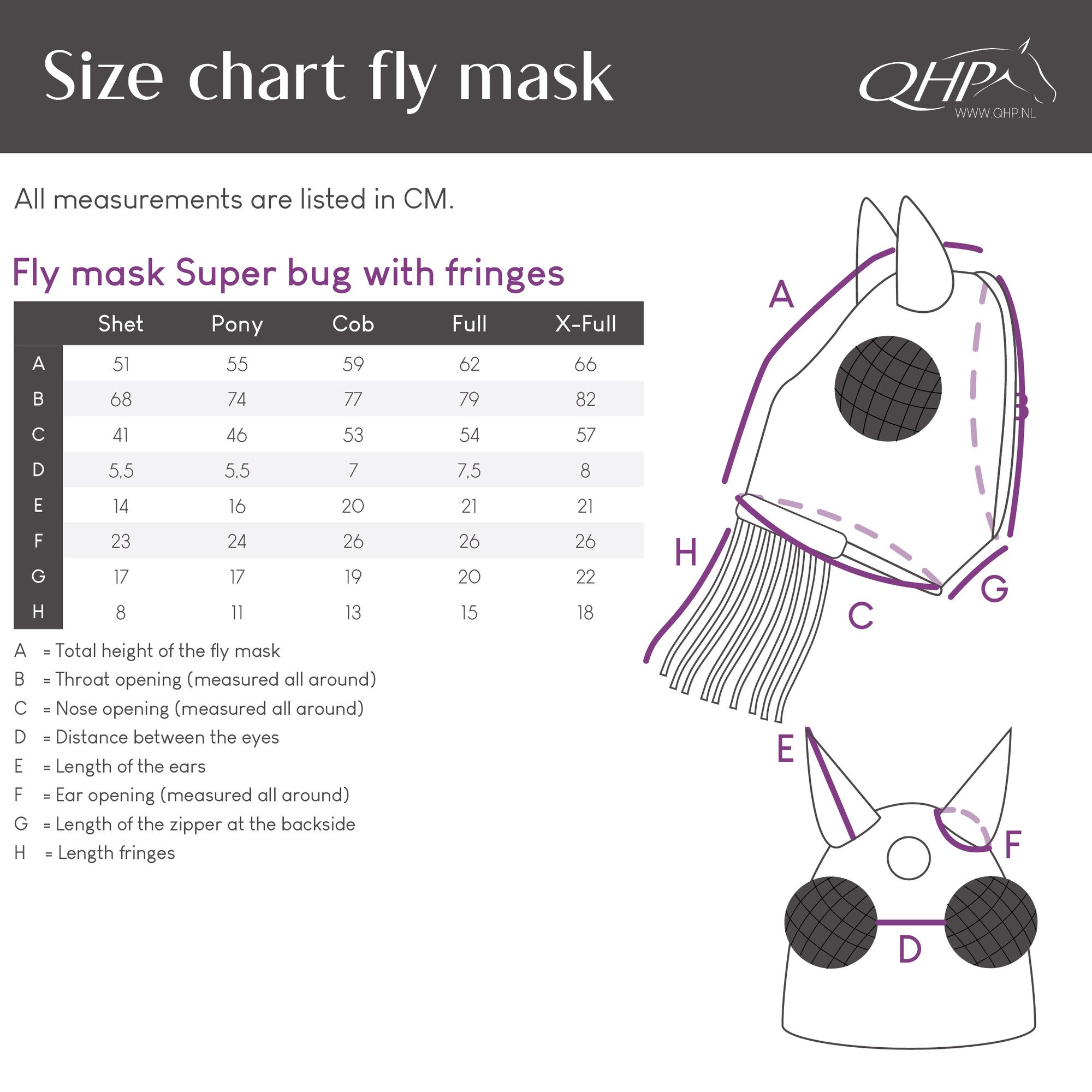Fly mask Super bug with fringes