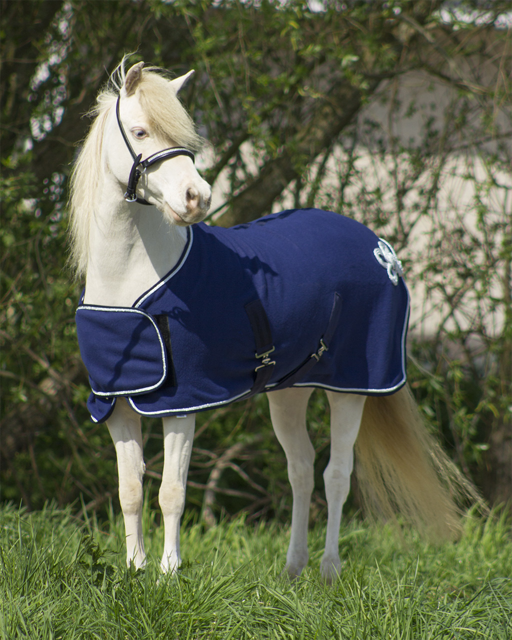 Rouno s ornamentem falabella Modré/stříbrné