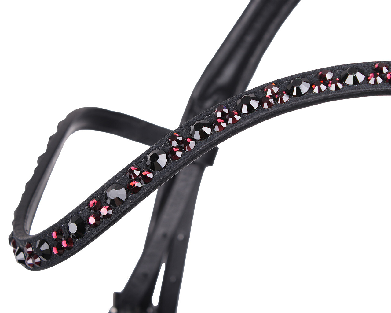 QHP Sporenriemen Chianti Lack-Lederriemen bordeaux mit farbigen STELLUX™ Steinen 