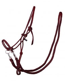 Rope halter with rein Burgundy Cob