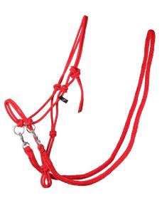 Rope halter with rein Bright red Full