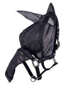 Halter-fly mask combi with ears Black Full