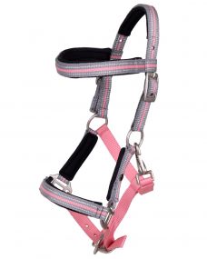 Head collar foal Flore with browband Flamingo pink Full
