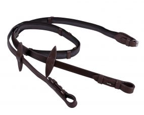 Anti-slip reins with leather stops Dark brown Mini Shet