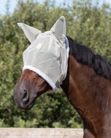 Fly mask with ear protection Grey Extra full