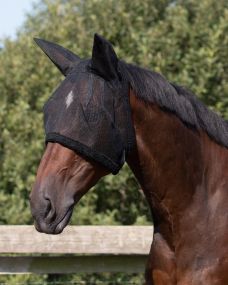 Fly mask with ear protection Black Extra full