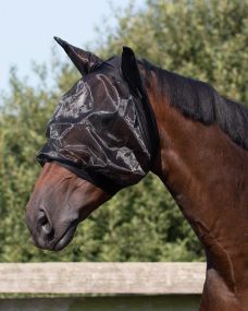 Fly mask with ear protection fine Black Cob