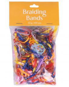 Rubber braiding bands wide Mix colors 50gr