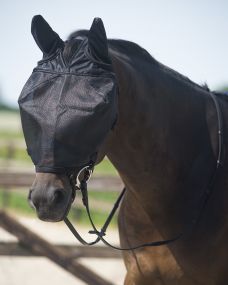 Riding fly mask with ear protection Black Full