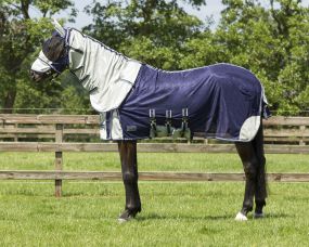 Anti-fly rug with neck and hood Blue 225