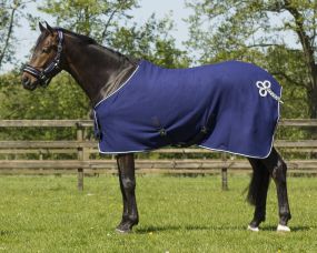 Fleece rug with ornament Navy/silver 215