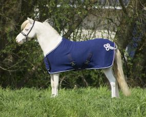 Fleece rug with ornament falabella Blue/silver 115