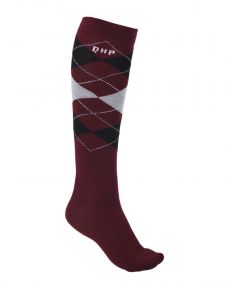 Knee stockings Check Wine red 39-42