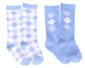 Baby socks Check (set of 2) Light blue 6-12m