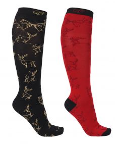 Knee stockings Christmas (2-pack) Black/red 39-42