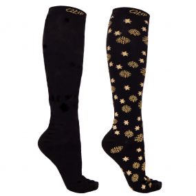 Knee stockings Celebrate (2-pack) Black/gold 39-42