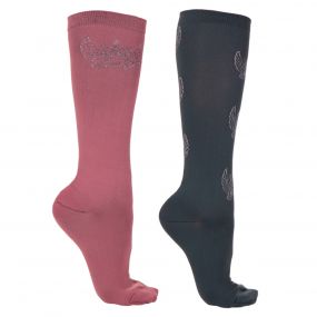 Knee stockings Veerle (2-pack) Soft pink/teal 31-34