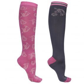 Knee stockings Didy (2-pack) Pink/grey 35-38