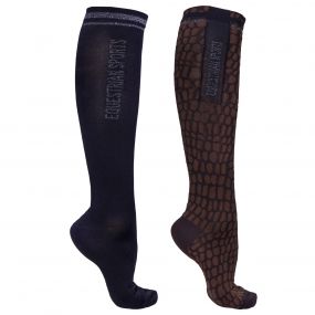 Knee stockings Julin 2-pack Black/brown 39-42