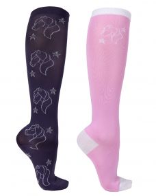 Knee stockings Gwenn (2-pack) Navy/pink 31-34