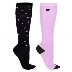 Knee stockings Lize (2-pack) Black/violet 35-38