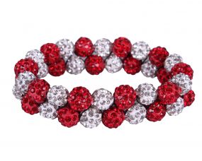 Hair scrunchie Strass Red/white