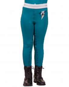 Riding tights Thunderbolt Junior full grip Deep Lagoon 152