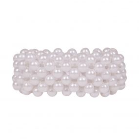 Hair scrunchie Beads White