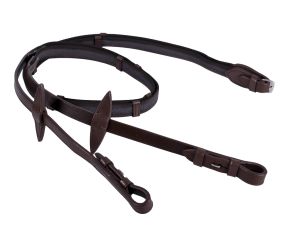 Anti-slip reins with leather stops Dark brown Full