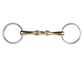 Snaffle bit double jointed German Argentan Gold 13.5