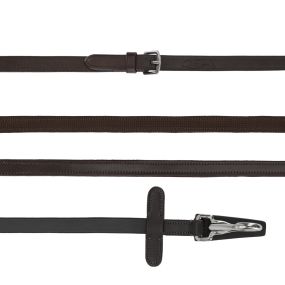 Rein one sided anti-slip with clip Brown Full