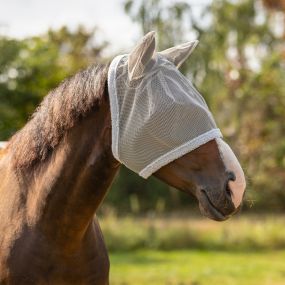 Fly mask with ear protection Grey Extra full