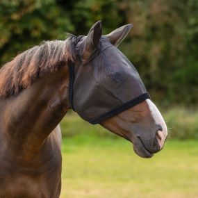 Fly mask with ear protection Black Mini Shet