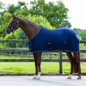 Fleece rug with ornament Navy/silver 215