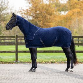 Fleece rug Embossed with detachable neck Navy 215