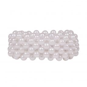 Hair scrunchie Beads White
